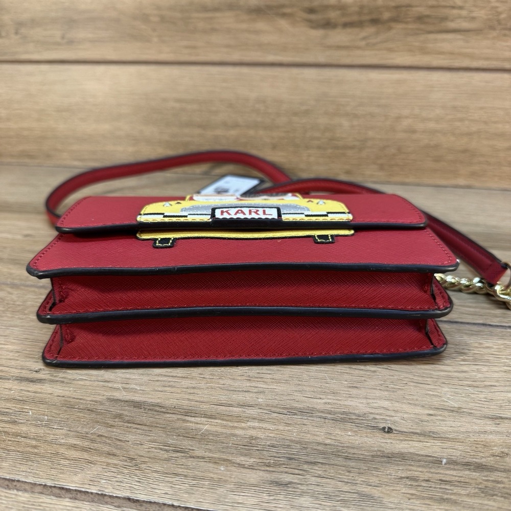 Karl Lagerfeld Red Crossbody Purse with Chain • Brand New • NYC Taxi with cat! - Picture 6 of 13